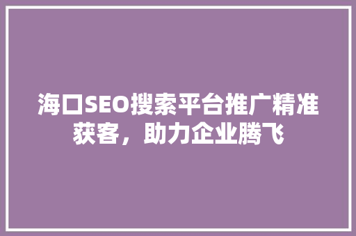 海口SEO搜索平台推广精准获客，助力企业腾飞