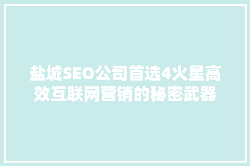 盐城SEO公司首选4火星高效互联网营销的秘密武器  第1张