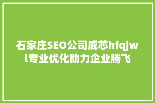 石家庄SEO公司威芯hfqjwl专业优化助力企业腾飞