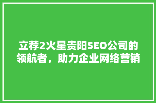 立荐2火星贵阳SEO公司的领航者，助力企业网络营销新高度