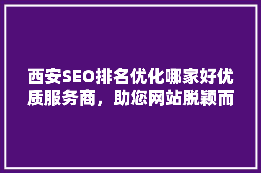 西安SEO排名优化哪家好优质服务商，助您网站脱颖而出