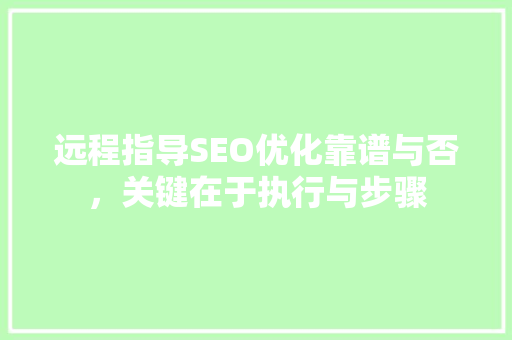 远程指导SEO优化靠谱与否，关键在于执行与步骤