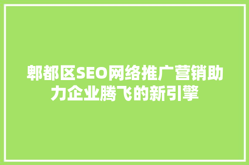 郫都区SEO网络推广营销助力企业腾飞的新引擎