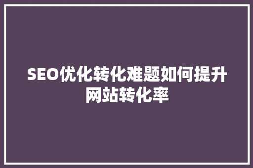 SEO优化转化难题如何提升网站转化率