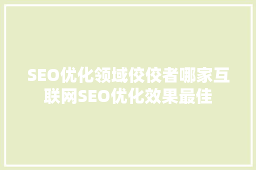 SEO优化领域佼佼者哪家互联网SEO优化效果最佳  第1张