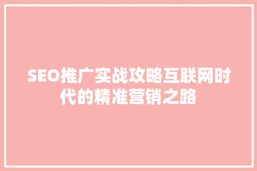 SEO推广实战攻略互联网时代的精准营销之路