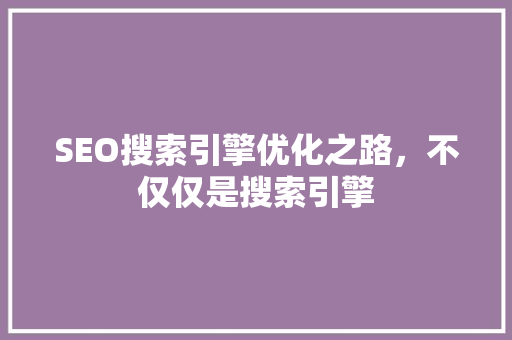 SEO搜索引擎优化之路，不仅仅是搜索引擎