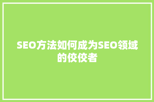 SEO方法如何成为SEO领域的佼佼者  第1张