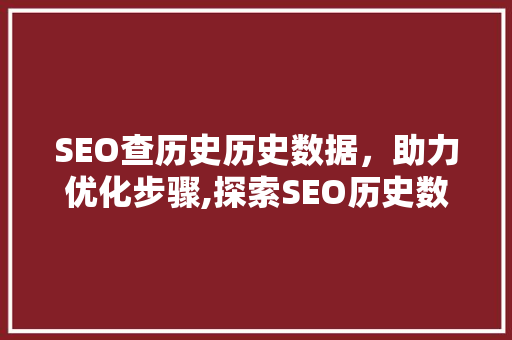 SEO查历史历史数据，助力优化步骤,探索SEO历史数据查询工具