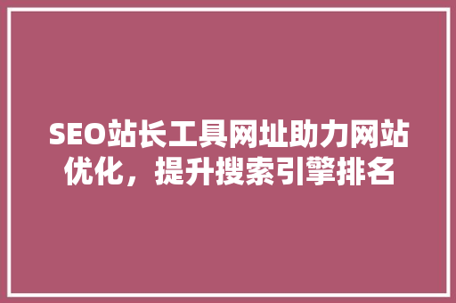 SEO站长工具网址助力网站优化，提升搜索引擎排名