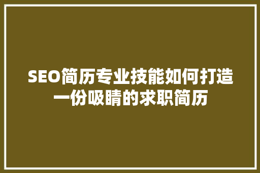 SEO简历专业技能如何打造一份吸睛的求职简历