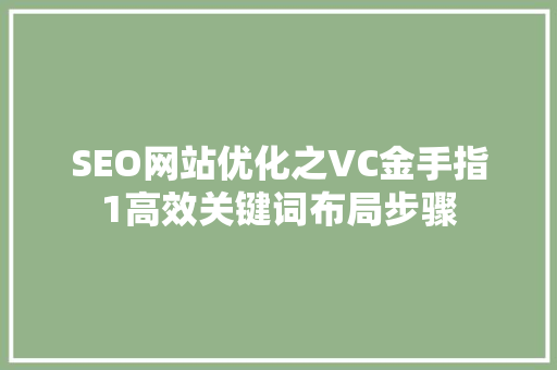 SEO网站优化之VC金手指1高效关键词布局步骤