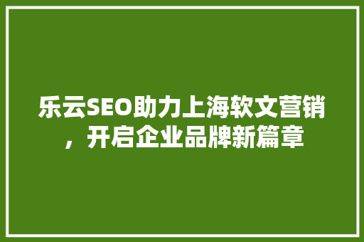 乐云SEO助力上海软文营销，开启企业品牌新篇章  第1张