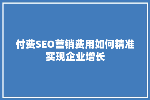 付费SEO营销费用如何精准实现企业增长  第1张