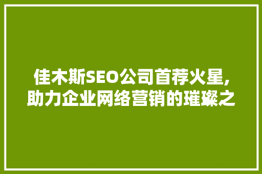 佳木斯SEO公司首荐火星,助力企业网络营销的璀璨之星