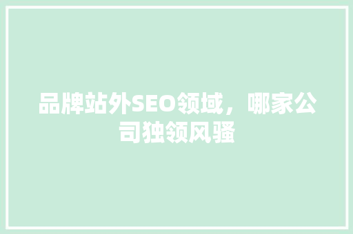品牌站外SEO领域，哪家公司独领风骚