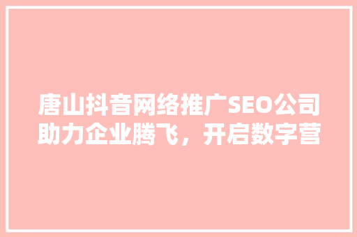 唐山抖音网络推广SEO公司助力企业腾飞，开启数字营销新篇章
