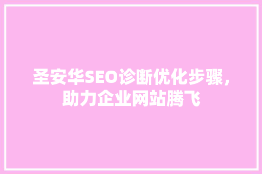 圣安华SEO诊断优化步骤，助力企业网站腾飞