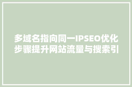 多域名指向同一IPSEO优化步骤提升网站流量与搜索引擎排名