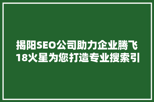 揭阳SEO公司助力企业腾飞18火星为您打造专业搜索引擎优化方法  第1张
