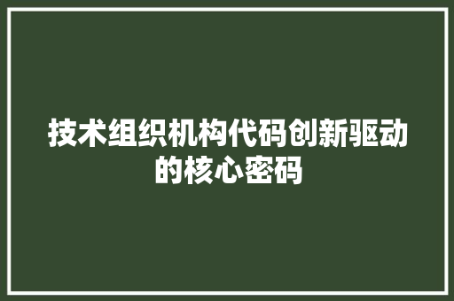 技术组织机构代码创新驱动的核心密码