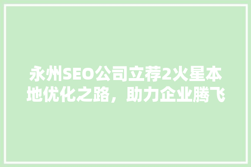 永州SEO公司立荐2火星本地优化之路，助力企业腾飞