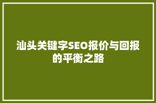 汕头关键字SEO报价与回报的平衡之路  第1张