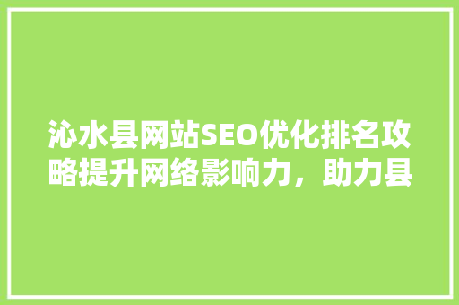 沁水县网站SEO优化排名攻略提升网络影响力，助力县域经济发展