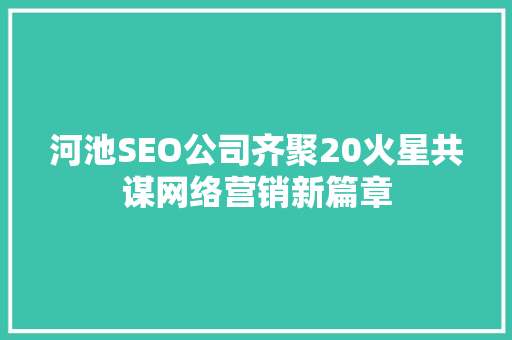 河池SEO公司齐聚20火星共谋网络营销新篇章