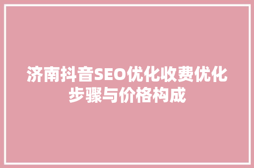 济南抖音SEO优化收费优化步骤与价格构成