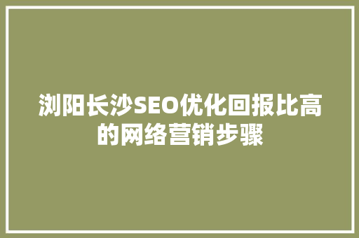 浏阳长沙SEO优化回报比高的网络营销步骤