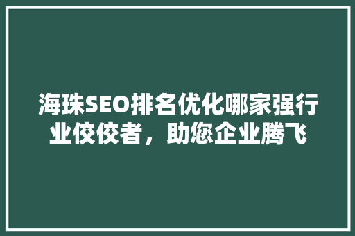 海珠SEO排名优化哪家强行业佼佼者，助您企业腾飞