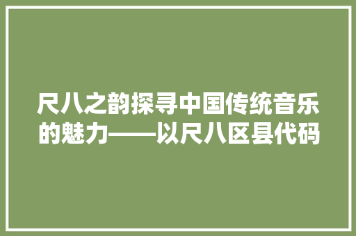尺八之韵探寻中国传统音乐的魅力——以尺八区县代码为线索