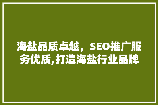 海盐品质卓越，SEO推广服务优质,打造海盐行业品牌新高度