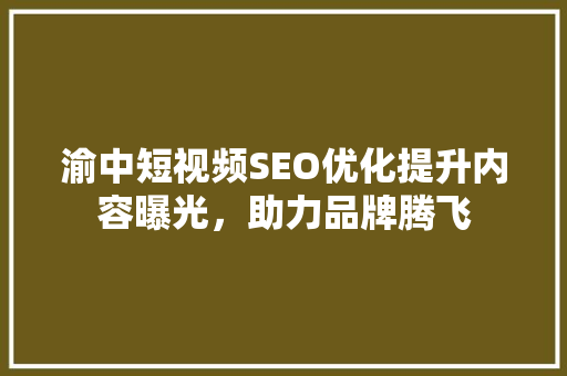 渝中短视频SEO优化提升内容曝光，助力品牌腾飞