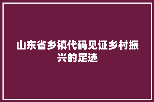 山东省乡镇代码见证乡村振兴的足迹