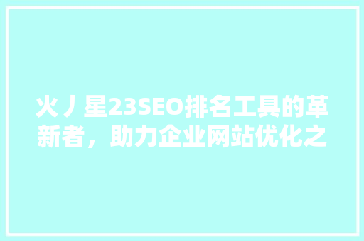 火丿星23SEO排名工具的革新者，助力企业网站优化之路