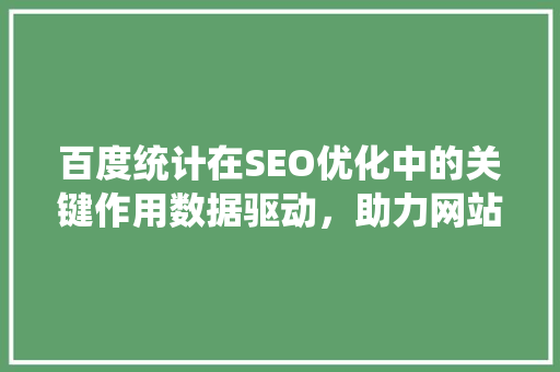 百度统计在SEO优化中的关键作用数据驱动，助力网站排名提升