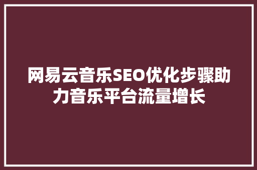 网易云音乐SEO优化步骤助力音乐平台流量增长