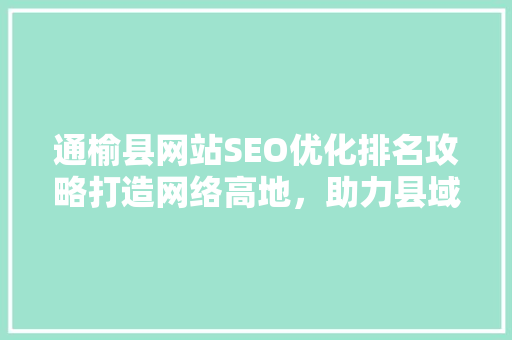 通榆县网站SEO优化排名攻略打造网络高地，助力县域经济腾飞  第1张