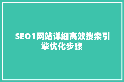 SEO1网站详细高效搜索引擎优化步骤  第1张