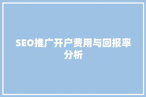 SEO推广开户费用与回报率分析