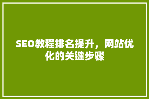 SEO教程排名提升，网站优化的关键步骤
