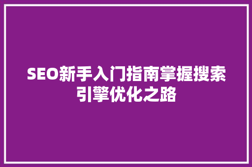 SEO新手入门指南掌握搜索引擎优化之路