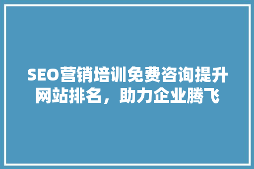 SEO营销培训免费咨询提升网站排名，助力企业腾飞