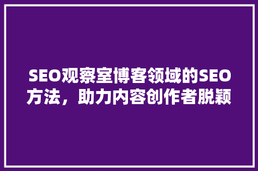 SEO观察室博客领域的SEO方法，助力内容创作者脱颖而出