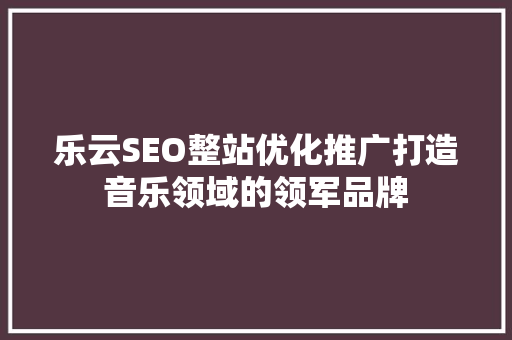 乐云SEO整站优化推广打造音乐领域的领军品牌
