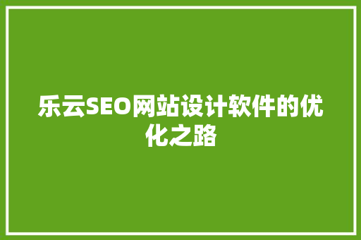 乐云SEO网站设计软件的优化之路