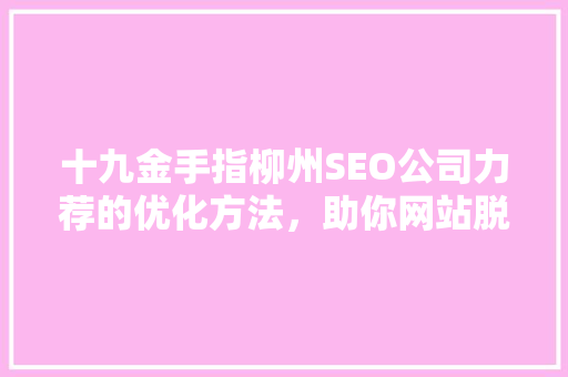 十九金手指柳州SEO公司力荐的优化方法，助你网站脱颖而出