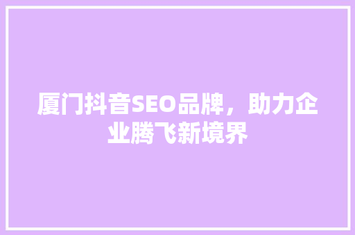厦门抖音SEO品牌，助力企业腾飞新境界